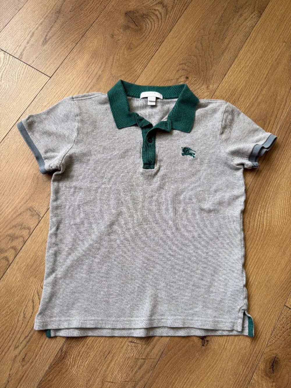 Burberry Boy's Polo Cotton Gray & Green T-shirt Size: 10Y